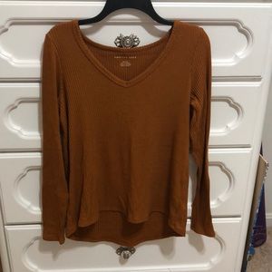 American Eagle Orange Long-Sleeved Shirt